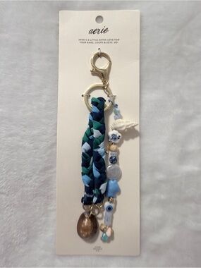 Aerie Blue & Green Braided Shell Charm Keychain